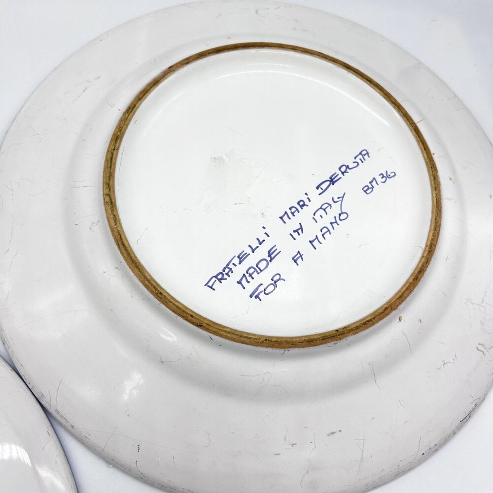 Fratelli Mari Deruta Italy Plates Set of 2 11" Dinner Plates Rubino FLAWED - Picture 14 of 15